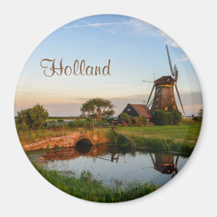 Windmühle auf dem Land, Holland-Textmagnet Magnet