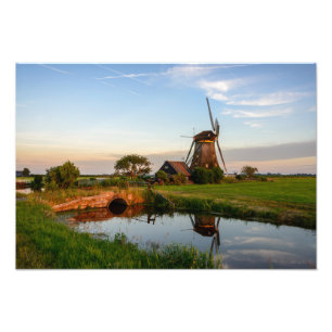 Windmühle auf dem Lande in Holland Foto drucken