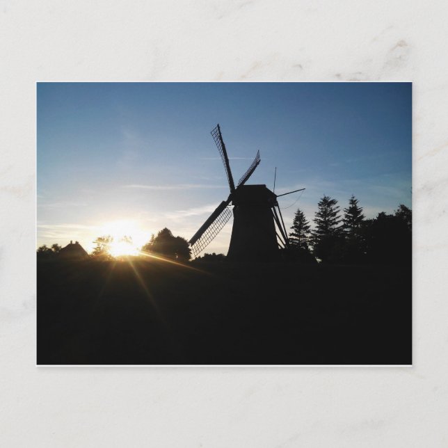 Windmühle bei Sonnenaufgang Postkarte (Vorderseite)