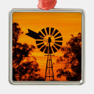 Windmühle bei Sonnenuntergang, Australien Ornament Aus Metall