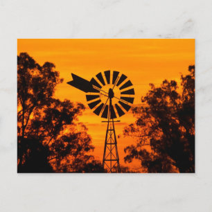 Windmühle bei Sonnenuntergang, Australien Postkarte