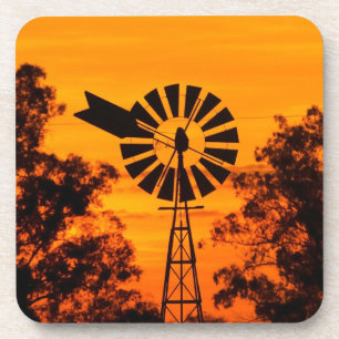 Windmühle bei Sonnenuntergang, Australien Untersetzer