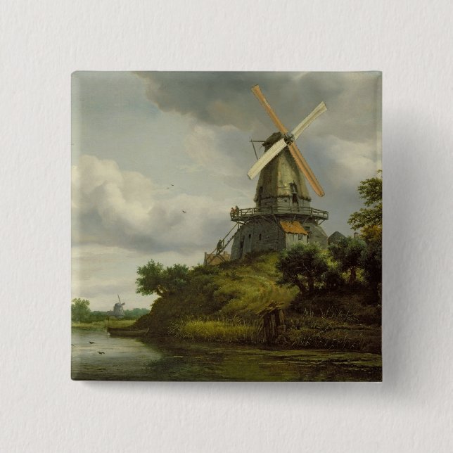 Windmühle durch einen Fluss Button (Vorderseite)