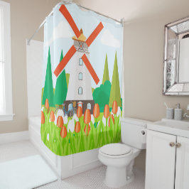 Windmühle Duschvorhang