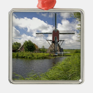 Windmühle entlang eines Kanals östlich von Leiden Silbernes Ornament