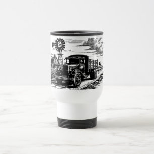 Windmühle "Farm Truck" Bauer Art Tinte gezeichnet Reisebecher