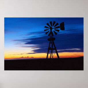 Windmühle im blauen Plakat