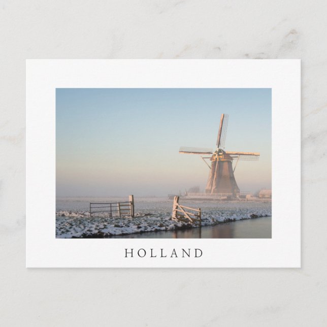 Windmühle im Schnee bei Sonnenaufgang Postkarte mi (Vorderseite)