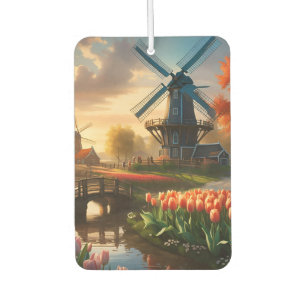 Windmühle in holländischer Landschaft am Fluss mit Autolufterfrischer