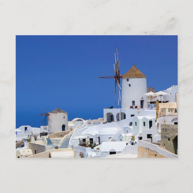 Windmühle in Oia, Santorini, Griechenland Postkarte (Vorderseite)