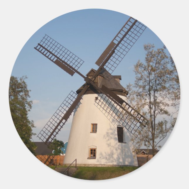 Windmühle in Podersdorf Runder Aufkleber (Vorderseite)