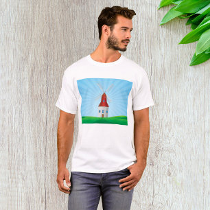 Windmühle Landschaft Grüne Hügel T-Shirt