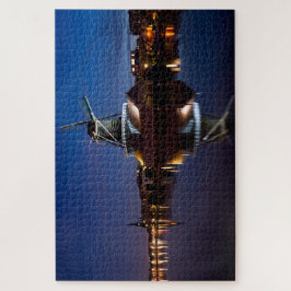 Windmühle Leidschendam mit Reflexion in der Nacht