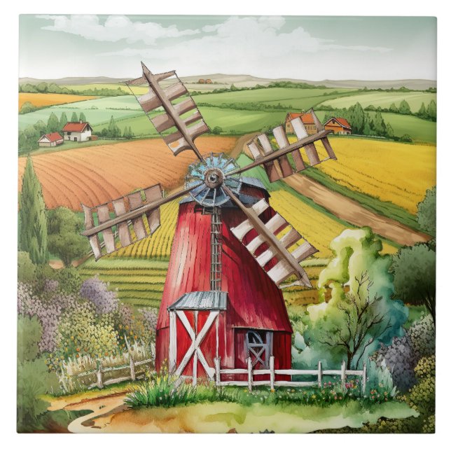 Windmühle-Liebhaber des niedlichen Landes Fliese (Vorderseite)