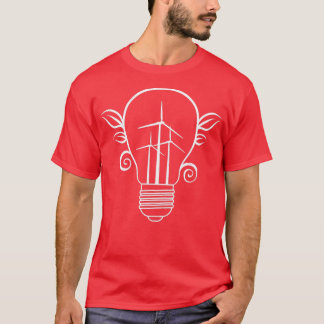 Windmühle Light Bulb Solar Power Klimaschutz Ohr T-Shirt
