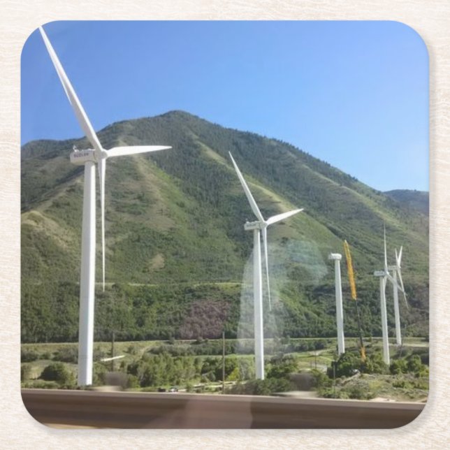 Windmühle Rechteckiger Pappuntersetzer (Vorderseite)