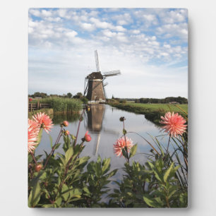 Windmühle und Blume in Holland Fotoplatte