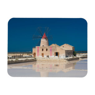 Windmühle und Salzpfannen in der Salina von Trapan Magnet