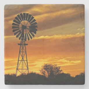 Windmühle und Sonnenuntergang, William Creek, Oodn Steinuntersetzer