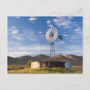 Windmühle und Staudamm in der Karoo bei Sonnenaufg Postkarte