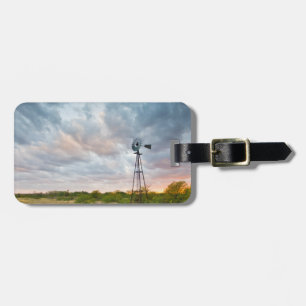 Windmühle und Wolken bei Sonnenuntergang Gepäckanhänger