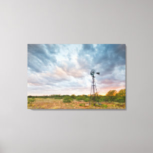 Windmühle und Wolken bei Sonnenuntergang Leinwanddruck