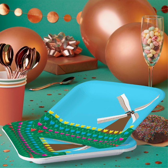 Windmühle unter Tulip-Blume Pappteller (Von Creator hochgeladen)