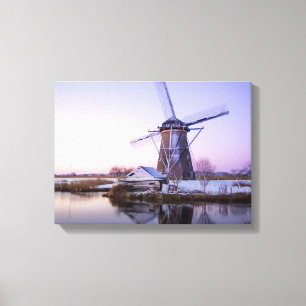 Windmühle während des Sonnenaufgangs, Holland in Leinwanddruck