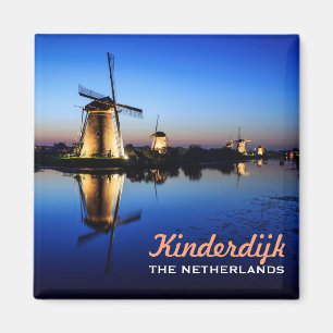 Windmühlen an der blauen Stunde im Kinderdijk Magnet