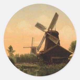 Windmühlen auf der Noordendijk, Niederlande Runder Aufkleber