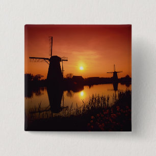 Windmühlen bei Sonnenuntergang, Kinderdijk, Nieder Button