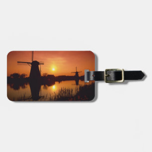 Windmühlen bei Sonnenuntergang, Kinderdijk, Nieder Gepäckanhänger