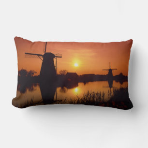 Windmühlen bei Sonnenuntergang, Kinderdijk, Nieder Lendenkissen