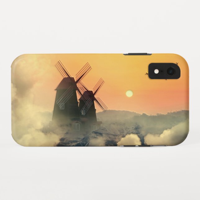 Windmühlen Berge und Wolken Case-Mate iPhone Hülle (Rückseite (Horizontal))