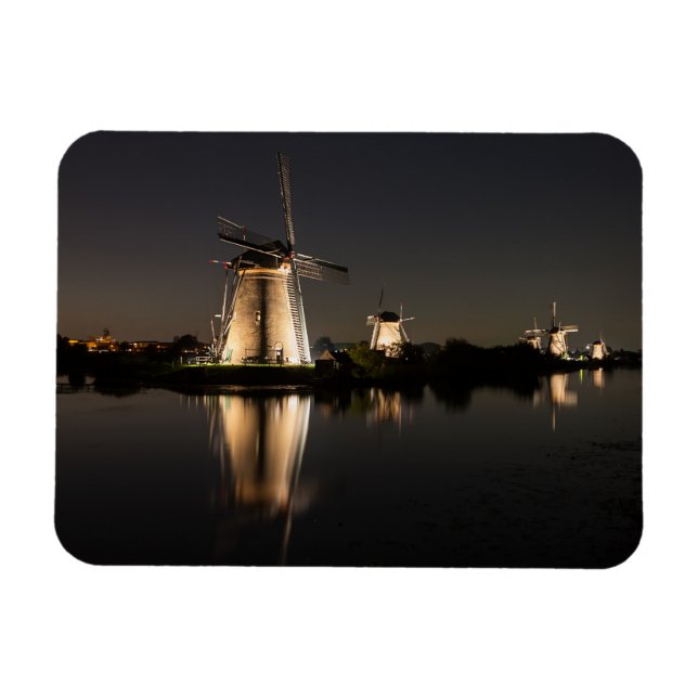 Windmühlen, die bei Nachtrechteck-Magnet beleuchte Magnet (Horizontal)