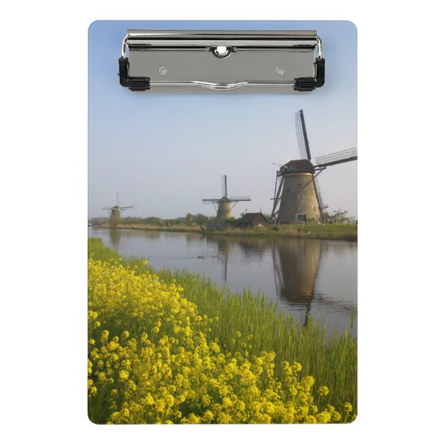 Windmühlen entlang des Kanals in Kinderdijk Mini Klemmbrett (Vorderseite)