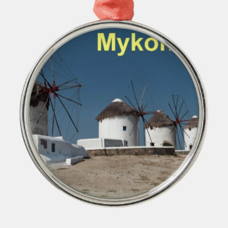 Windmühlen Griechenlands Mykonos (Aggel) Silbernes Ornament