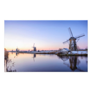 Windmühlen im Winter während eines Fotodruck