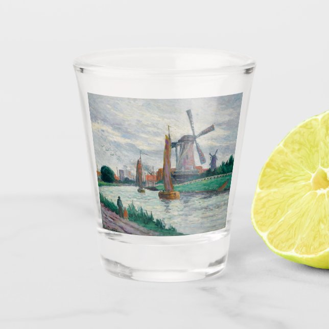 Windmühlen in Holland (Niederlande) Schnapsglas (Vorderseite)