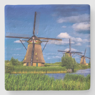 Windmühlen in Kinderdijk, Holland, die Niederland Steinuntersetzer