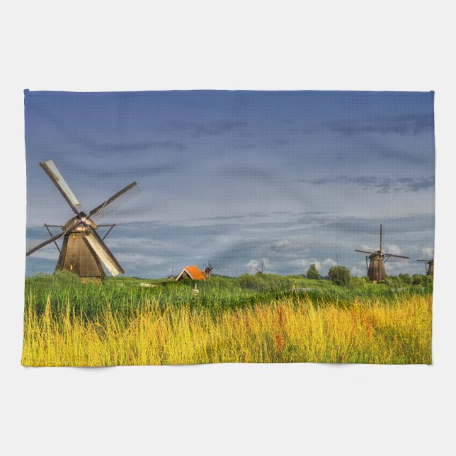 Windmühlen in Kinderdijk, Holland, die Niederlande Handtuch (Horizontal)