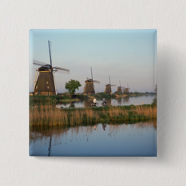 Windmühlen, Kinderdijk, Niederlande Button (Vorderseite)