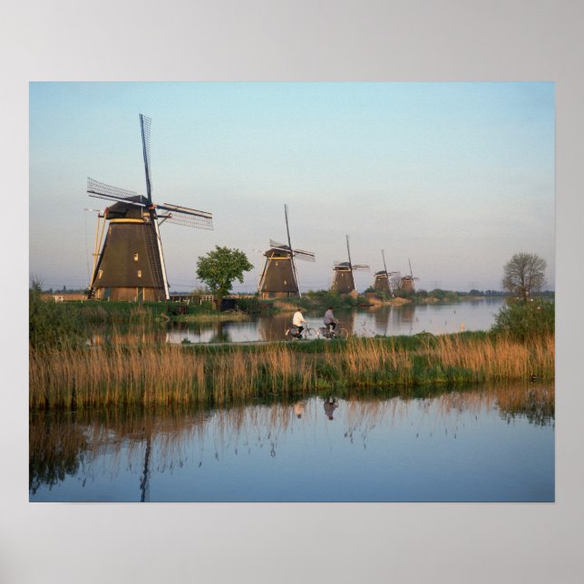 Windmühlen, Kinderdijk, Niederlande Poster (Vorne)