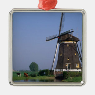 Windmühlen, Leidschendam, Niederlande Silbernes Ornament