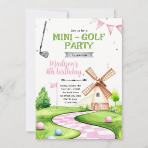 Windmühlen-Minigolf-Geburtstagsfeier-Einladung Einladung