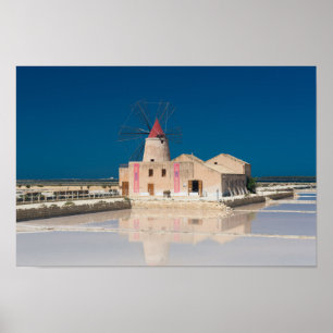 Windmühlen- und Salzwannen an der Saline von Poster