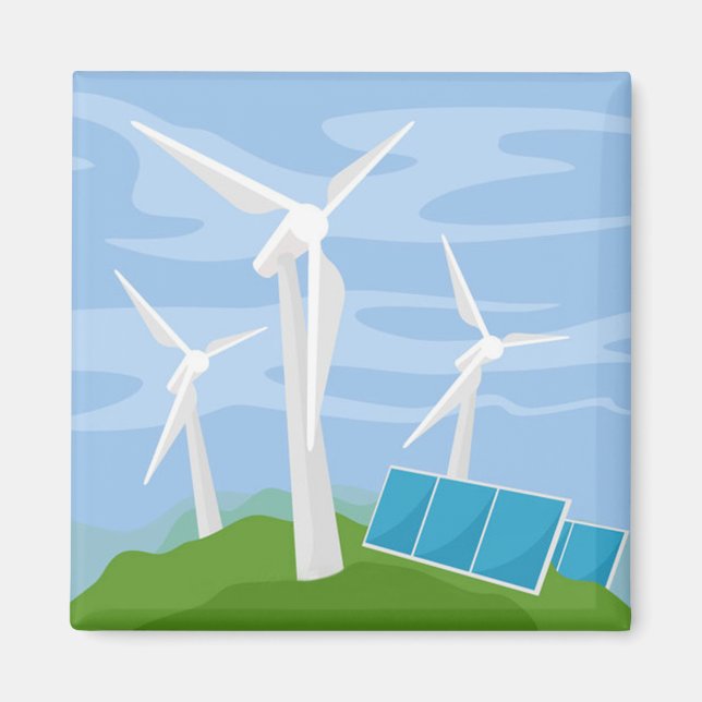 Windmühlen und Solarzellen Magnet (Vorne)
