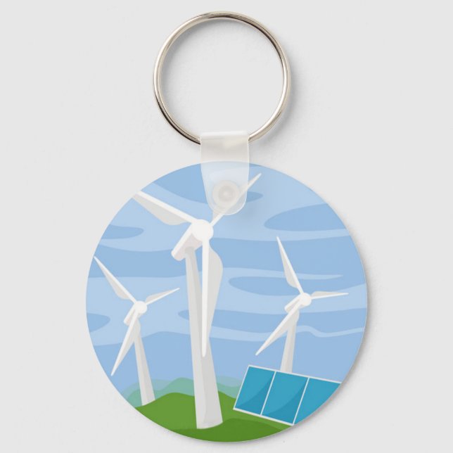 Windmühlen und Solarzellen Schlüsselanhänger (Vorderseite)