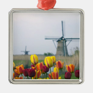 Windmühlen und Tulpen entlang des Kanals in Ornament Aus Metall
