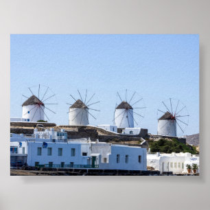 Windmühlen von Mykonos Poster